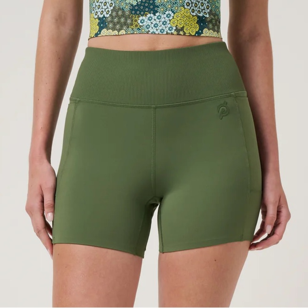 Peloton Olive Green High-Rise Bike Shorts